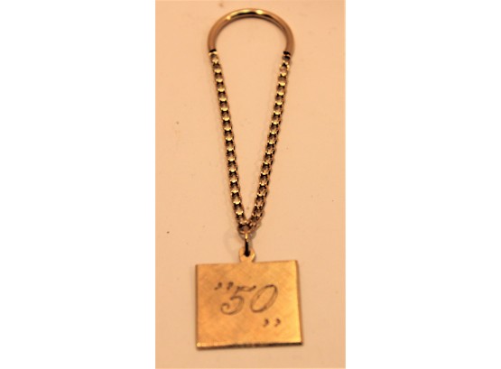 Vintage 14K Yellow Gold '50' Etched Bottle Hang Tag - 4.1 Dwt