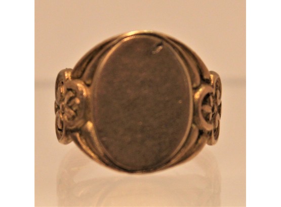 Antique 10K Gold Fleur De Lis Signet Ring, Size 6, 2.7 Dwt