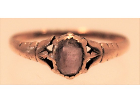 Antique 10K (tested) Rose Gold & Amethyst Size 8 Ladies Ring