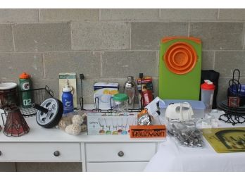 Large Housewares Lot Includes Mixer, Juicer, Cutting Board, Bar Ware & More