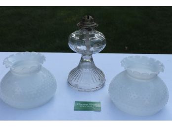 Vintage Oil Lamp With Two Milk Glass Globes  From New York City Opera At Lincoln Center