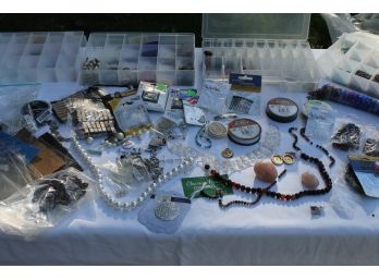 Table Full Of Jewelry And Jewelry Making Items - Lots To See