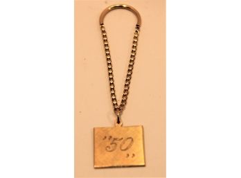 Vintage 14K Yellow Gold '50' Etched Bottle Hang Tag - 4.1 Dwt