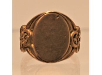 Antique 10K Gold Fleur De Lis Signet Ring, Size 6, 2.7 Dwt