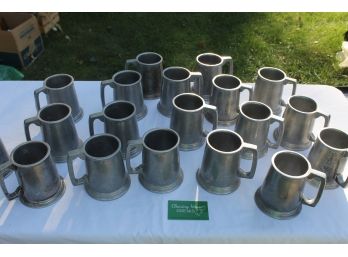 Large Collection Of 19 Theater Prop Pewter Tankards  From New York City Opera At Lincoln Center