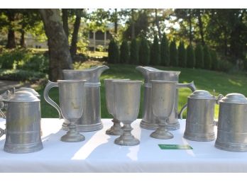 Group Of Pewter Tankards, Pitcher's And Goblets  From New York City Opera At Lincoln Center
