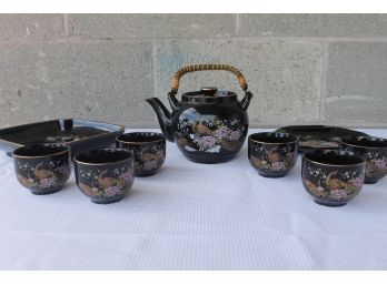 Beautiful Vintage Tea Set From O M C Japan - Peacock Pattern