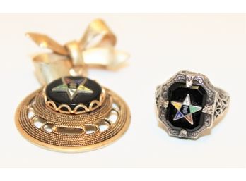 Two Vintage Masonic Order Of The Eastern Star Ladies Jewelry