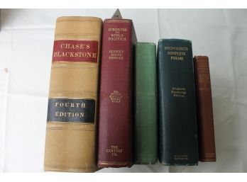Book Lot #4 Includes Chase's Blackstone, Browning's Complete Poems, Heroes And Hero Worship Etc.