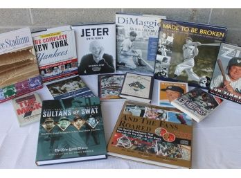 14 Book Lot Of N.Y. Yankees Including Jeter, Dimaggio, Ruth, Mantle Etc.