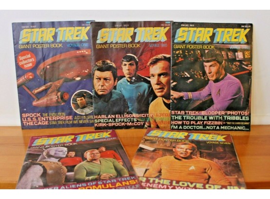 1976-77 Star Trek Giant Poster Books - Voyage One, Two, Three, Four And Seven