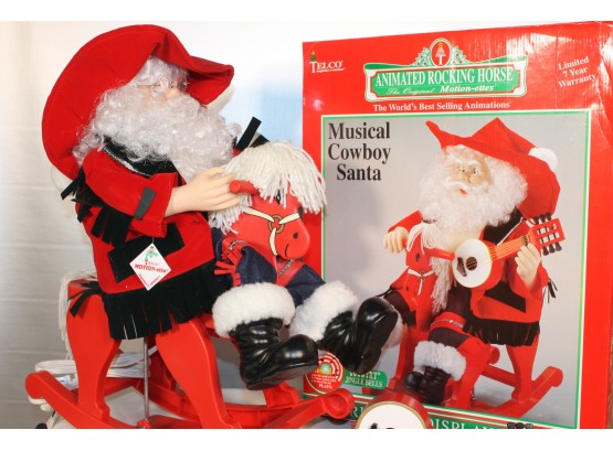 Musical Cowboy Santa Animated Rocking Chair The Original Motion-ette's By Telco In Original Box