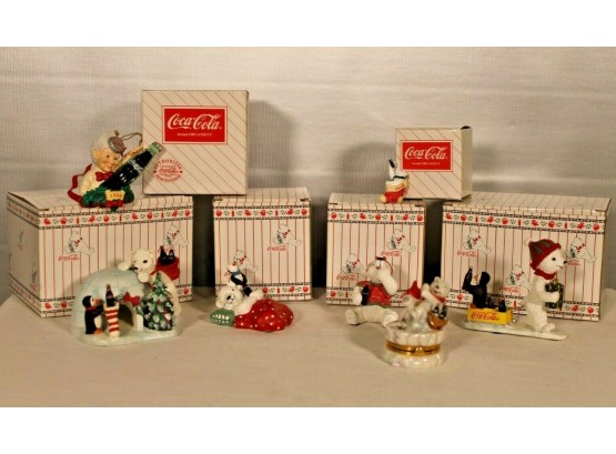 Collectible Coca-cola Polar Bear Cubs Figurines And Trinket Box