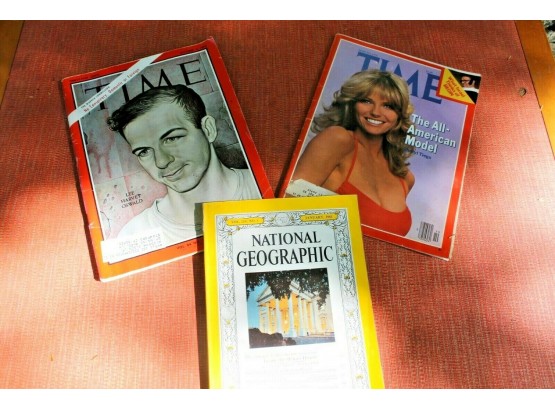 Vintage Lot Of 3 Magazine's Includes Time & National Geographic