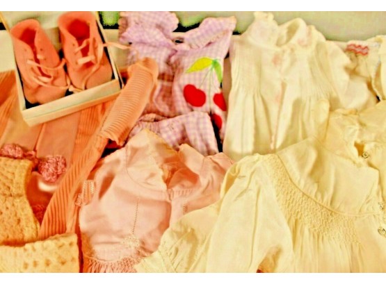 Large Group Of Vintage Children's/doll's Clothing - Some Hand Made With Baby Deer Shoes