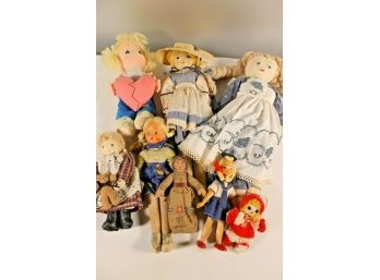 Vintage Lot Of Mostly Clothe Dolls By Kettell, Applause, Hallmark Etc.