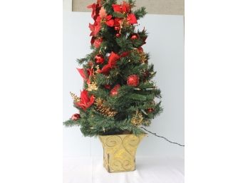 42' Poinsettia Decorated Pre-lit Christmas Tree With Box