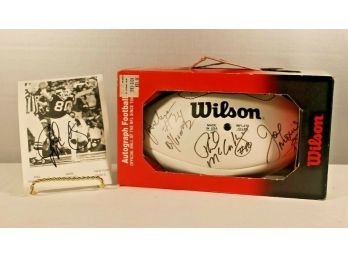 Autographed Wilson Football-phil McConkey, Joe Morris & Ottis Andersen  + A 5' X 7' Autograph Of Phil McConkey