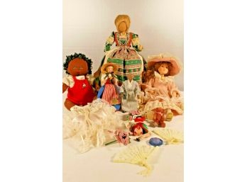 Group Of Vintage Dolls & Accessories By Eros Bernoise Helvetia, Apa, Keepsakes By Vera Ingrad Hardy Etc.