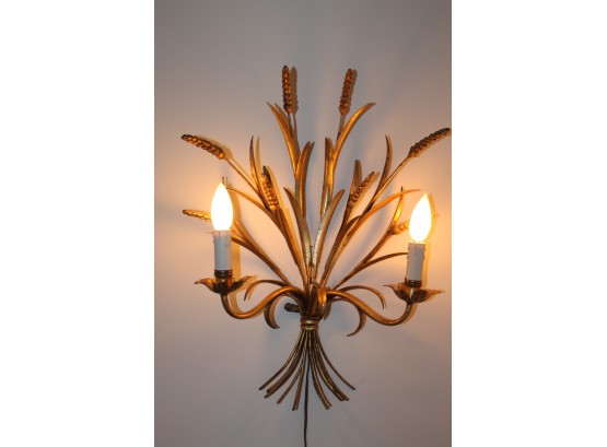 Double Lighted Brass Wall Sconce