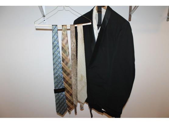 Vintage Men's Tuxedo By Weber & Heilbroner Size 16 - 33 & Bonus Tie Lot
