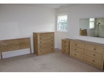 Mid-century Modern Bedroom Set Including Headboard, Chest Of Drawers, Night Stand & Bureau