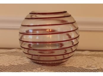 Beautiful Red Spiral Glass Bowl - Stands 8' Wide X 7' Tall