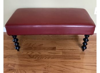 Modern Red Accent Bench With Nice Black Spiral Shaped Legs