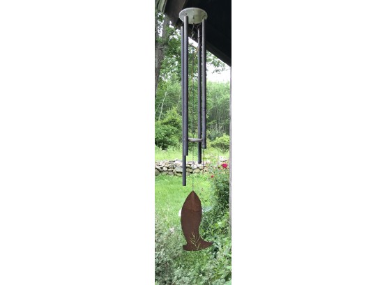 Homemade Wind Chime With Large Sheet Metal Fish