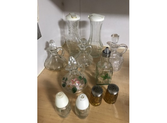 Oil And Vinegar Jars And Salt And Pepper Shakers