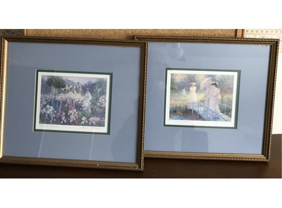 Two Prints- 'Country Bridge' & 'Monet's Garden'