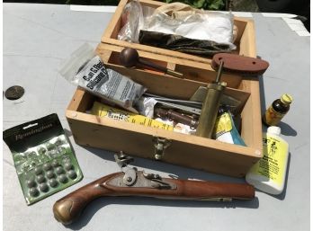 Gun Related Items And Part Of A Black Powder Gun