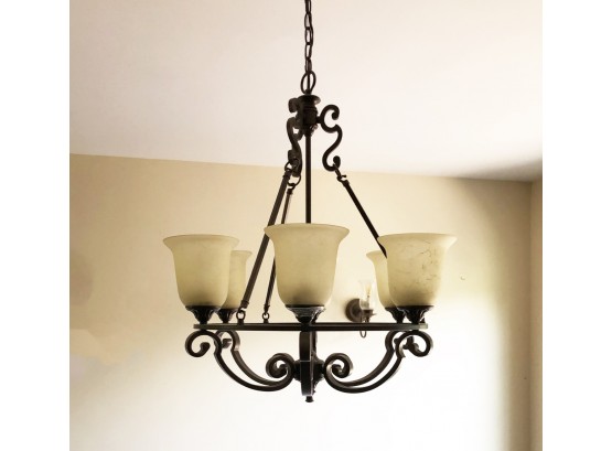 Vintage Working Colonial Revival 6 Arm Branch Transitional Chandelier