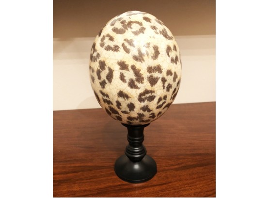Leopard Print Painted Egg Decor On Stand