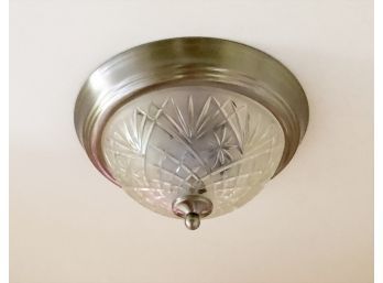Vintage Style Brushed Steel & Cut Crystal Flush Mount Ceiling Light