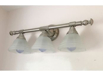 Contemporary 3 Lights Brushed Nickel & Frosted Glass Shades Bathroom/Vanity Light