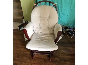 Vintage Winsor Style Wooden Rocker With Cushion