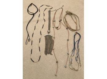 Collection Of 5 Costume Necklace & A Silver Mesh Purse