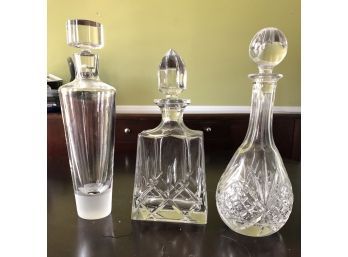 Collection Of 3 Contemporary Crystal Decanters Featuring Vera Wang For Wedgwood (As Is)