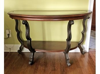Vintage Wooden Chippendale Style Demilune Sofa Table