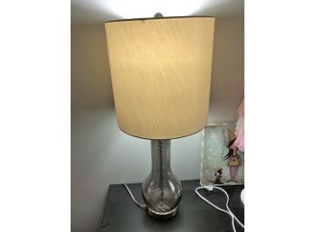Modernist Smoky Art Glass & Chrome Base Table Lamp