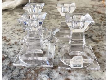 Set Of 4 Fifth Avenue Crystal Low Taper Candle Holders