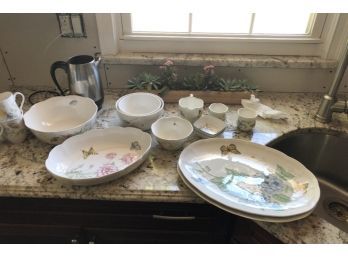 Huge Incomplete Lenox 'Butterfly Meadow' Porcelain Dinner Service (Photo Showing Partial Of The Actual Service)