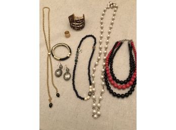 Small Collection Of Costume Jewelry Including Ring, Earrings, Necklace & Bracelet