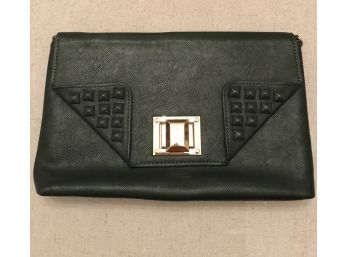 MMS Design Studio Black Leather And Silver Stud Envelope Clutch