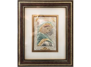 Gorgeous Framed & Matted Foiled Reproduction Art Of Religious Icon Of Mary