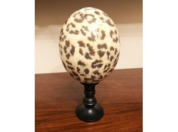 Leopard Print Painted Egg Decor On Stand