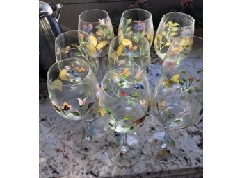 Set Of 9 Lenox 'Butterfly Meadow' Wine Glasses