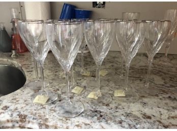 Set Of 12 Lenox 'Firelight Platinum' Lead Crystal Wine Glasses (MSRP $40/each)