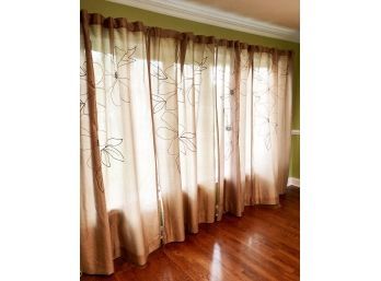 Stunning 4 Panels Floor Length Linen Sheers & Curtain Rods